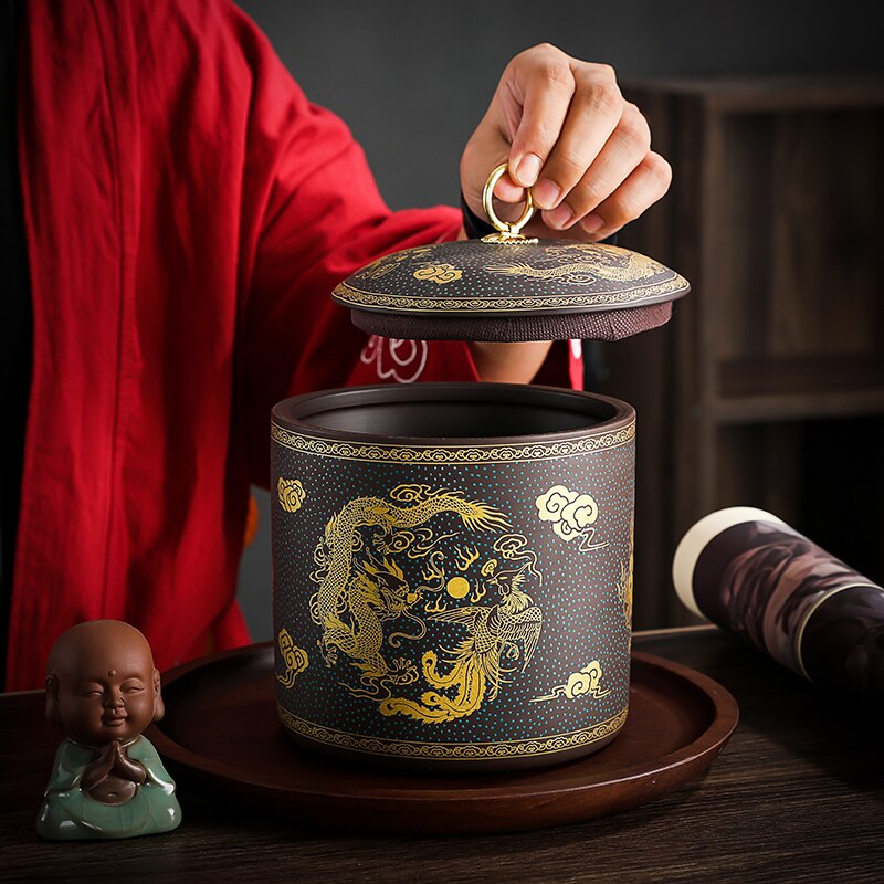 Canister Set Coffee Container Tea Organizer Tea Leaves Container Chinese Pickle Jar Caja Para Te Tea Caddy Ceramic AB50CY