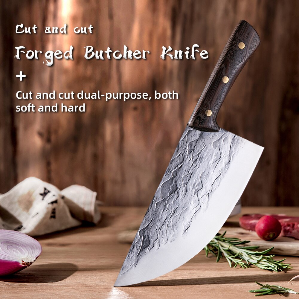 8 Inch Kitchen Chef Knife Handmade 4Cr13 Stainless Steel Meat Cleaver Outdoor Cooking Cutter Chicken Wings Sharp Butcher Knife