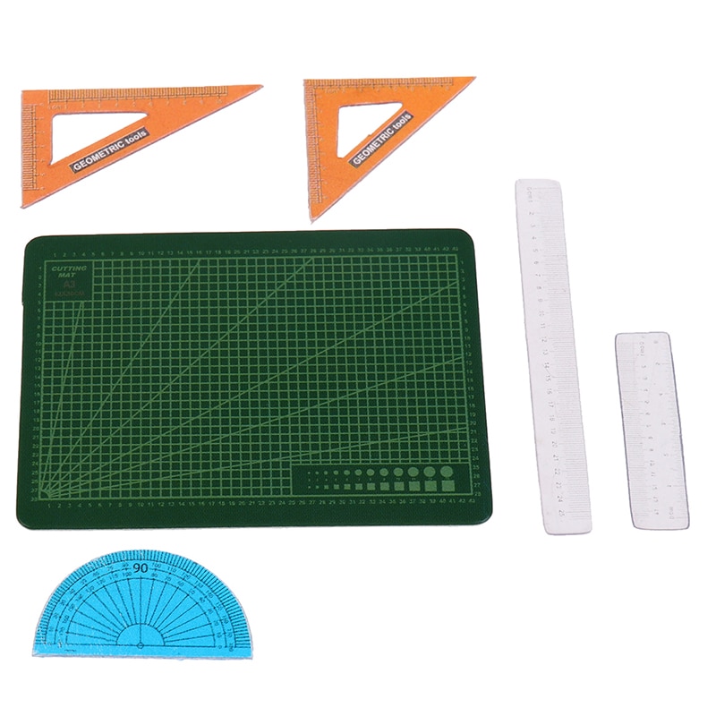 6 Stks/set 1:12 Schaal Poppenhuis Miniatuur Snijden Mat Schaar Ruler Accessoires