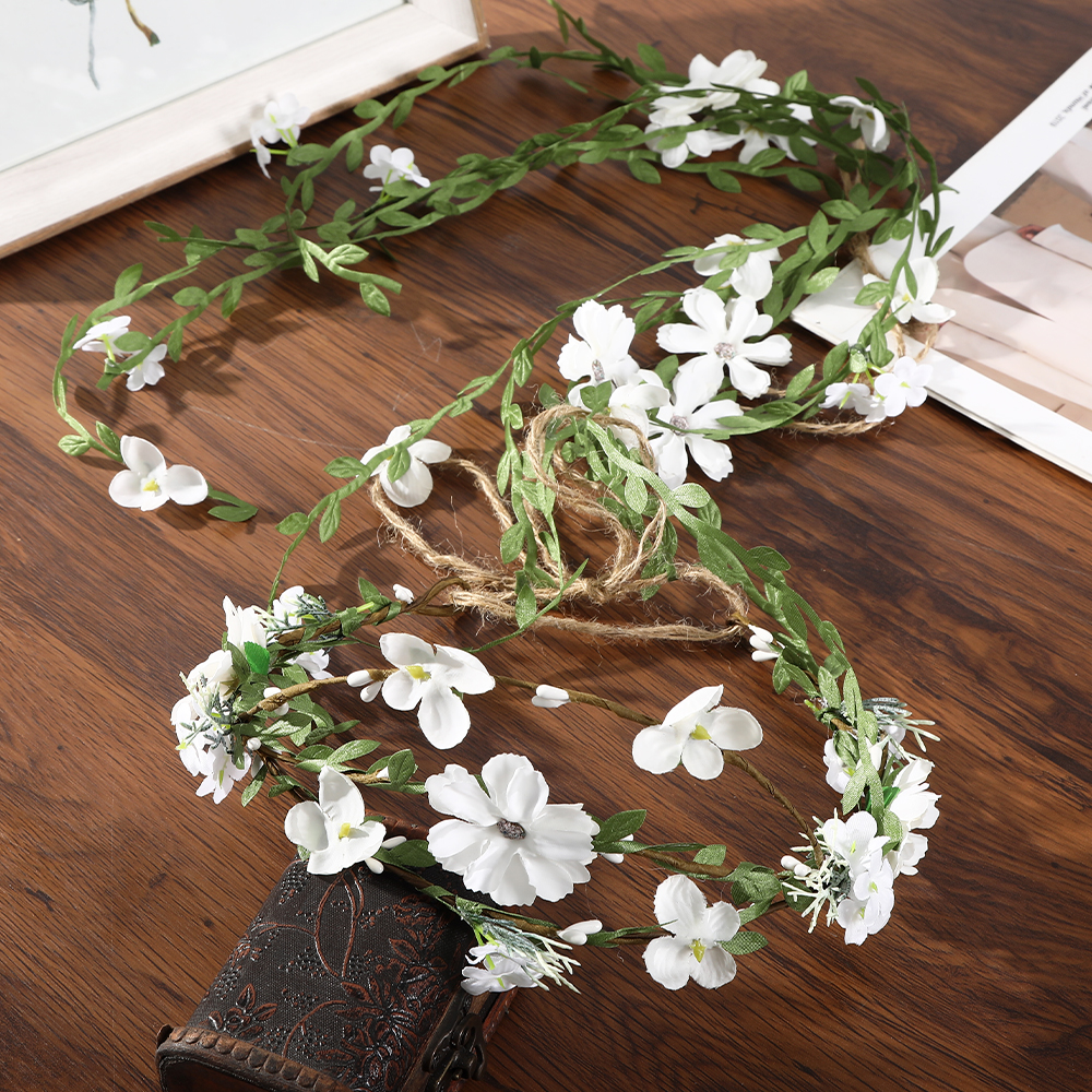 Haimeikang-Diadema de corona de flores para mujer, guirnalda de flores de melocotón, bandas para el cabello nupciales de boda, bandas florales para mujer, hoja de vid para: Lavanda