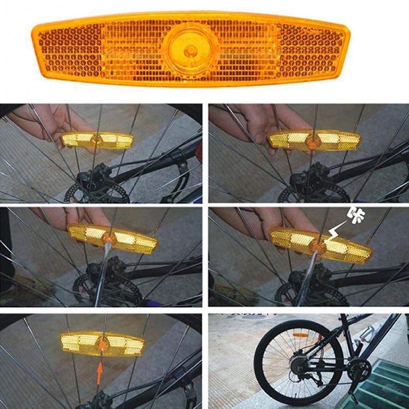 Yellow A pack of four Bicycle reflectors Mountain bike spoke reflectors Bicycle warning plates Wheel lights Spoke lights