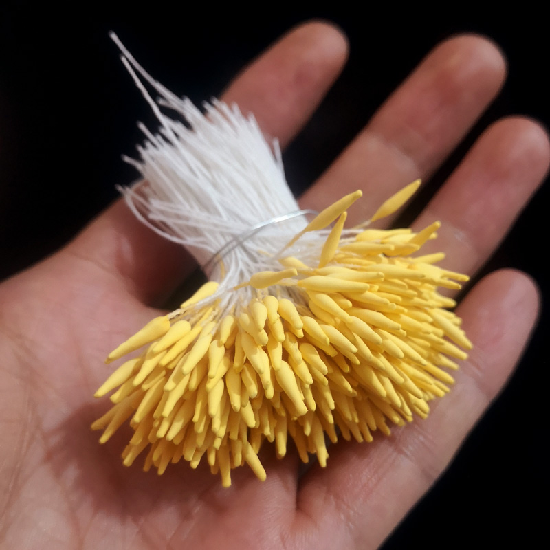 390Pcs 2Mm Enkele Hoofden Meeldraden Diy Kunstmatige Mini Bloemen Bloem Meeldraden Stamper Gedempt Kleur Meeldraden: No 4 yellow