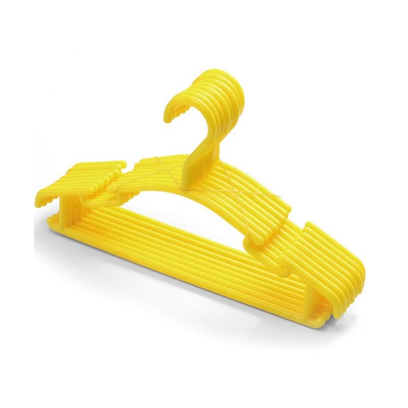Cintres en plastique pour vêtements d'enfants, lot de 10 pièces, crochets pour pantalons, chaussettes, manteaux, HWC: YELLOW