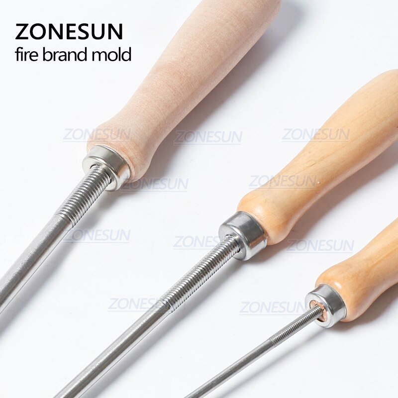 Zonesun 5/8/10mm houten handvat voor aangepaste metalen logo stempel voedsel taart koek brandmerk ijzer leer hout brandmal stempelgereedschap