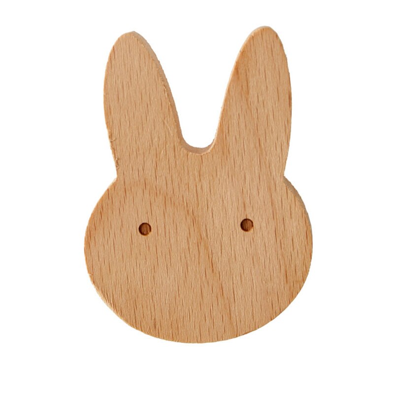 1pc drewno bukowe stałe haki Słodki zwierzę lis/kot/królik/placki dekoracja pokoju dziecięcego hak ścienny brelok nordycki wieszak U3: G
