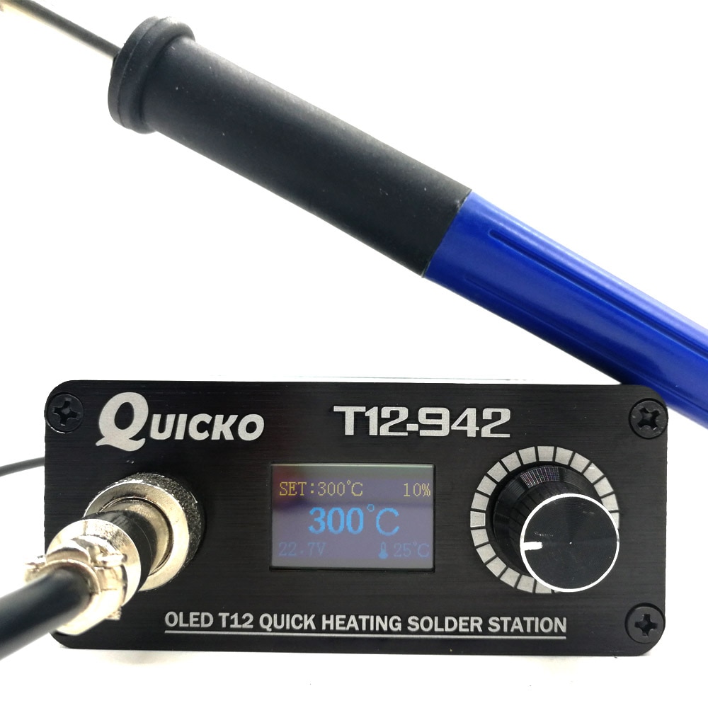 QUICKO MINI T12 STC OLED Estación de soldadura Digital 942 soldador electrónico de hierro con mango 9501 adpater de potencia 24V3A herramientas de soldadura
