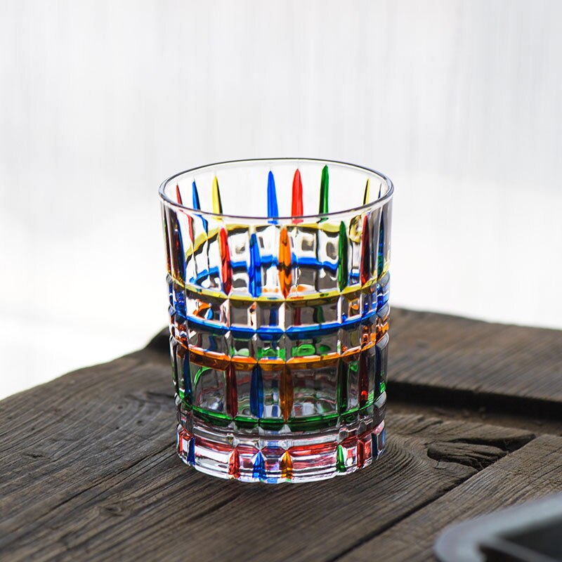 high-value hand-painted crystal glass light luxury line woven pattern crystal glass whiskey glass juice water glass: striped cup