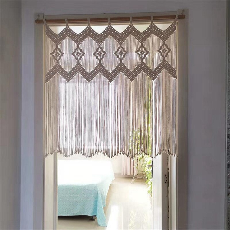 Ściana wisząca tkana kurtyna czeski Boho szyk Handwoven gobelin dekoracje ścienne robić drzwi okno ślub tło