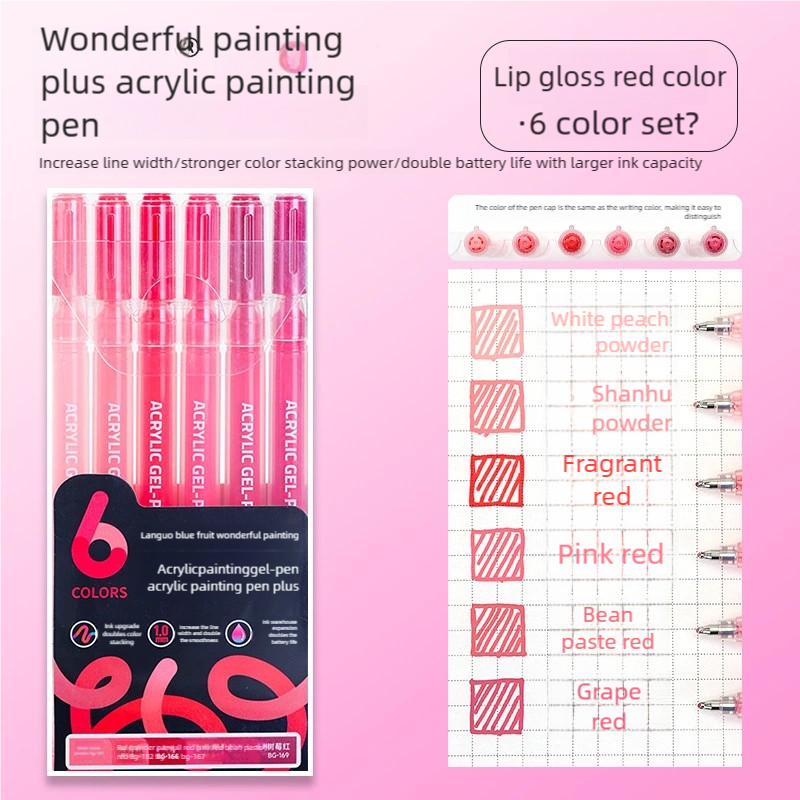 LANGUO 6Color Highlighter Marker Pens Acrylic Painting Art Markers Quick-Dry Non-Toxic for Students Supplies Korean Stationery: Orange