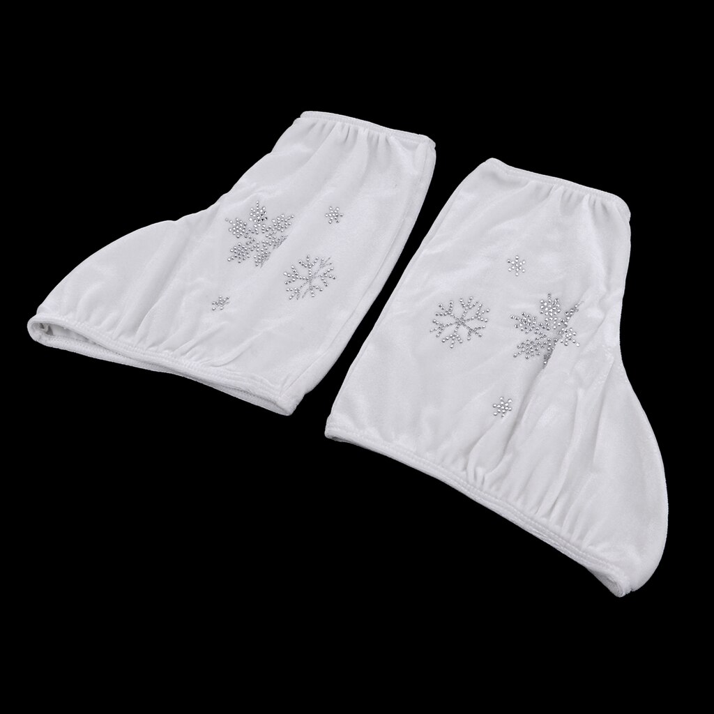 2pcs Ice Skate Boot Covers Protector for Figure Skating Velvet: White-S