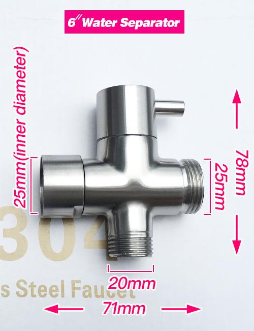 304 Stainless Steel Diverter Valve 3 way Water Separator Shower Tee Adapter: B