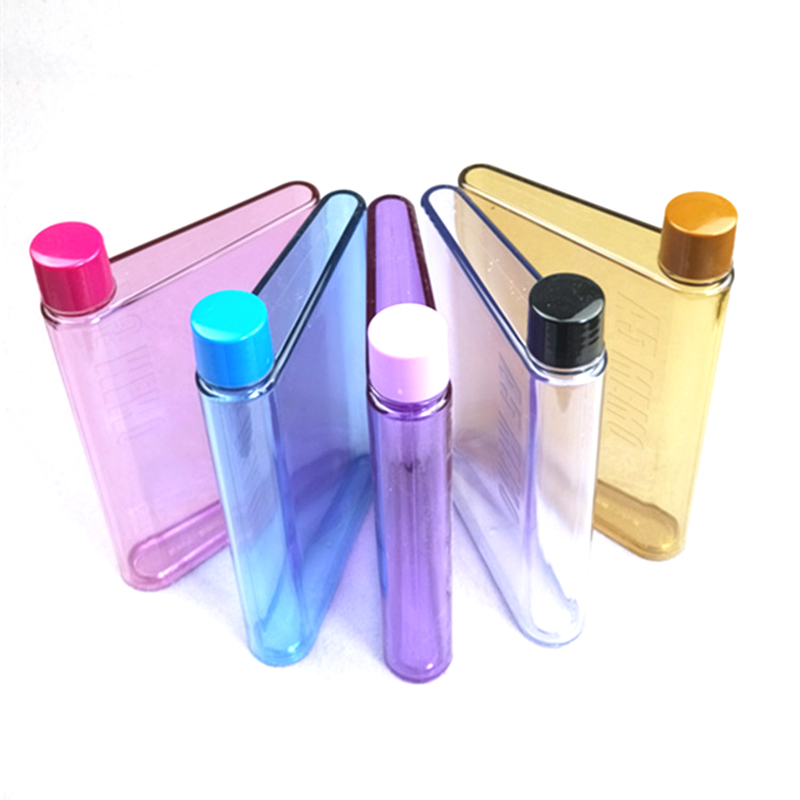 Flad vandflaske bærbar klar  a6 papirpude flad drikkevandskedel til rejseture drikkeflaske (klar farve) familierejser