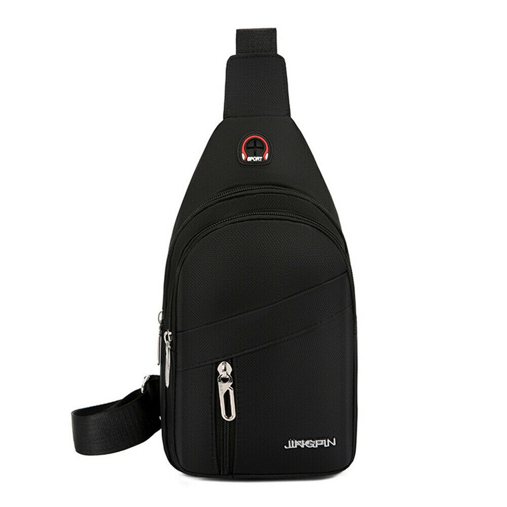 Men's Chest Bag Cycle Sling Pack Satchel Shoulder Bag Handbag Male Zipper Casual Small Day Packs Purse: Black