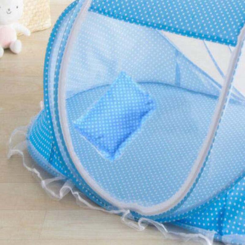 2 Stks/set Baby Netting Bedding Cribs Roze Opvouwbare Baby Klamboe Tent Kussen Blauw Dot Draagbare Kind Babybedje Slaap netto