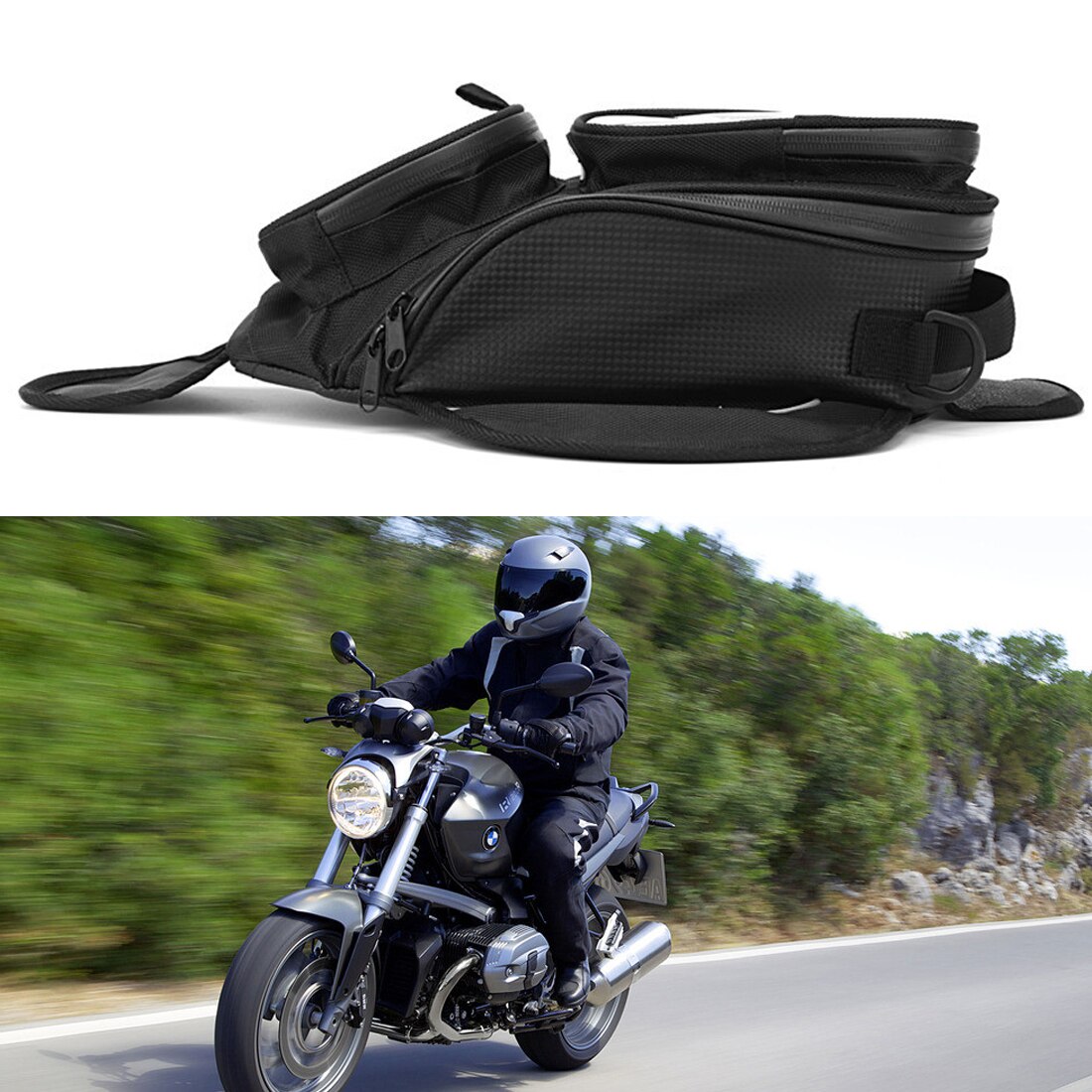 Dewtreetali Oil Fuel Tank Bag Magnetic Motorcycle Motorbike Oi Fuel Tank Bag saddle Bag w/ Bigger Window Accessory