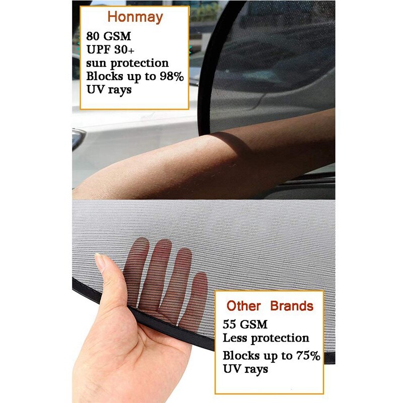 Auto Window Shades,5 Pack Auto Zonnescherm Voor Side En Achterruit, spf 30 + Bescherm Uw Kinderen/Huisdieren In Achterbank, Blokken Over 98% Van H