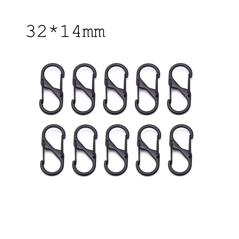 10Pcs S Shape Metal Buckle Dual Spring Keychain Clip 2 Opening Snap Hook Durable Clip Key Chain Hook for Camping Fishing Hiking: 32mm