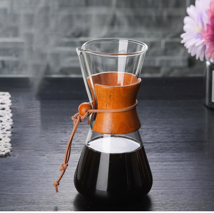 Glas kaffekande kaffemaskine espressomaskine med rustfrit stål filterkrukke barista percol højtemperaturbestandig: 600ml intet filter