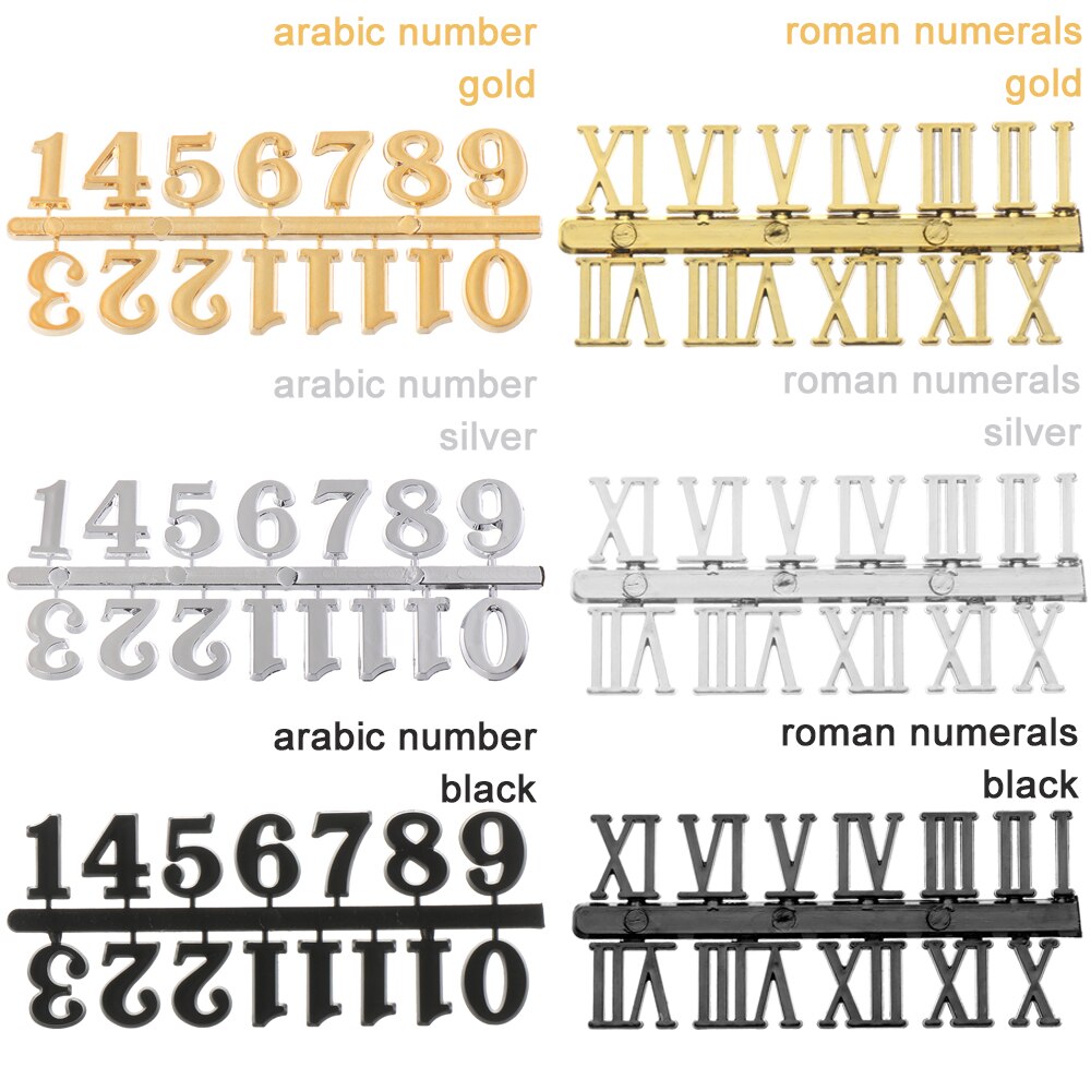 1 sarja käsintehtyä materiaalia digitaalinen korjaustyökalu roomalaiset numerot kellon numerot arabialaiset numerot kvartsi kellon osat