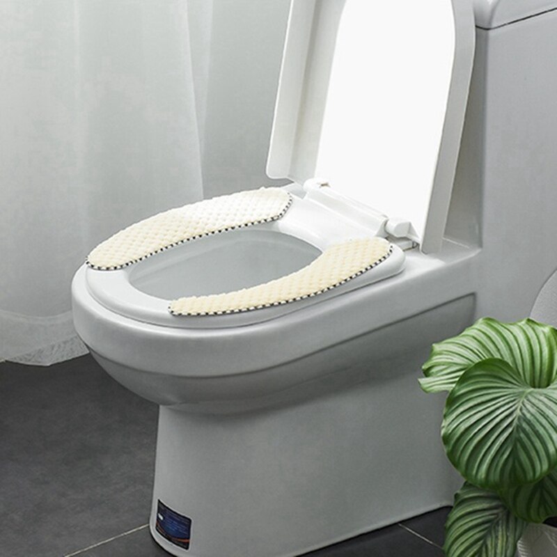 Fundas gruesas para asiento de inodoro, lavables suaves tapa inodoro, universal, funda de asiento, accesorios de baño: Beige