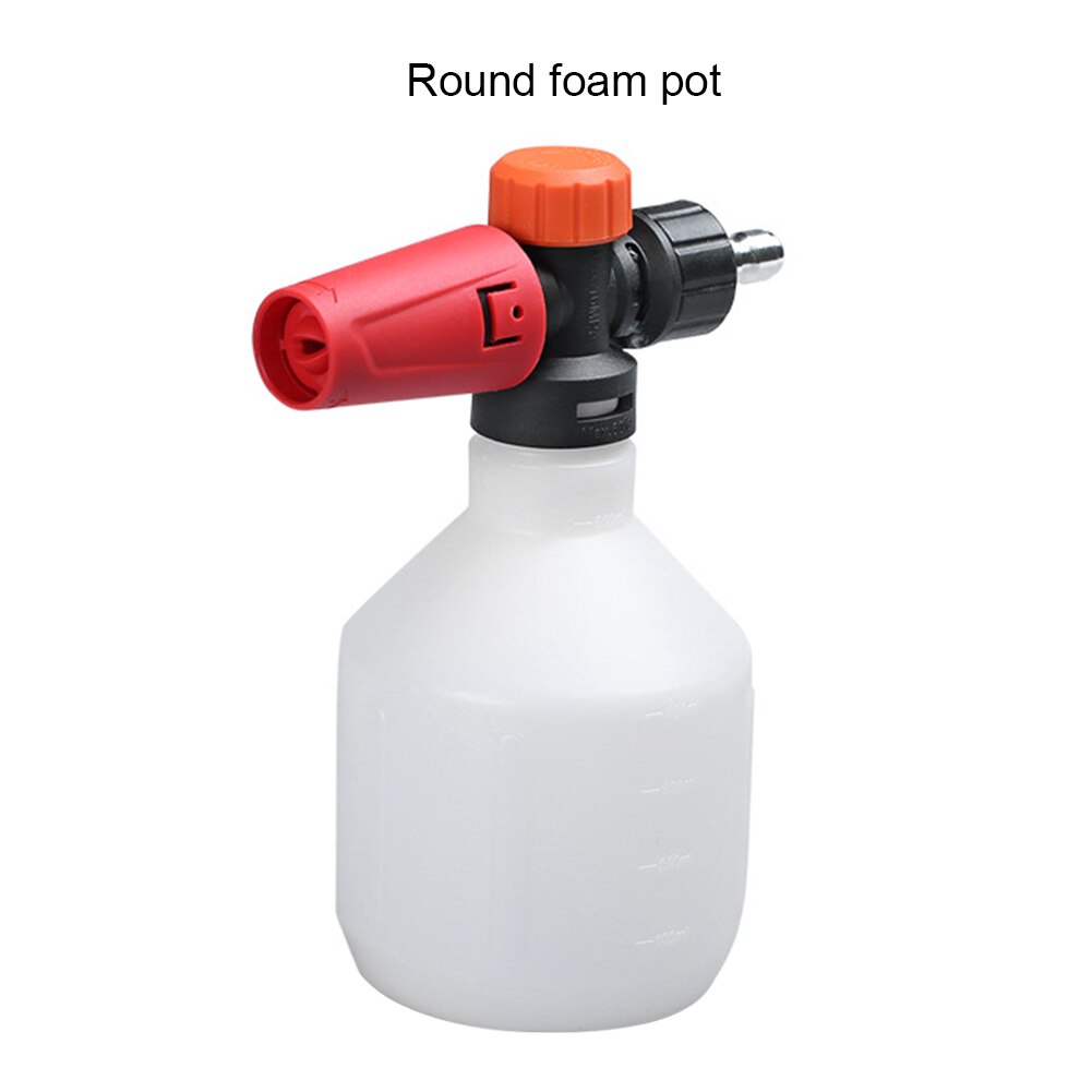 Car Wash High Pressure Mini Foam Spray 500ml Convenient Car Wash Spray Snow Foam G1/4 Quick Release Connector PA Foam Pot: Round Form Pot