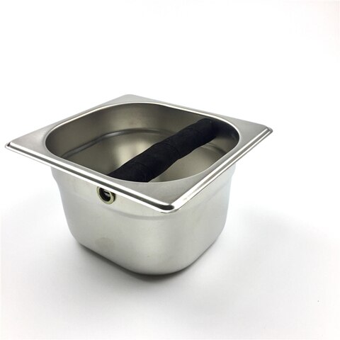 Coffee Knock Box Stainless Steel Wood Coffee Grounds Container Box Barista Coffee Residue Bucket Grind Waste Bin Knocking Bucket: Small Stainless Stee