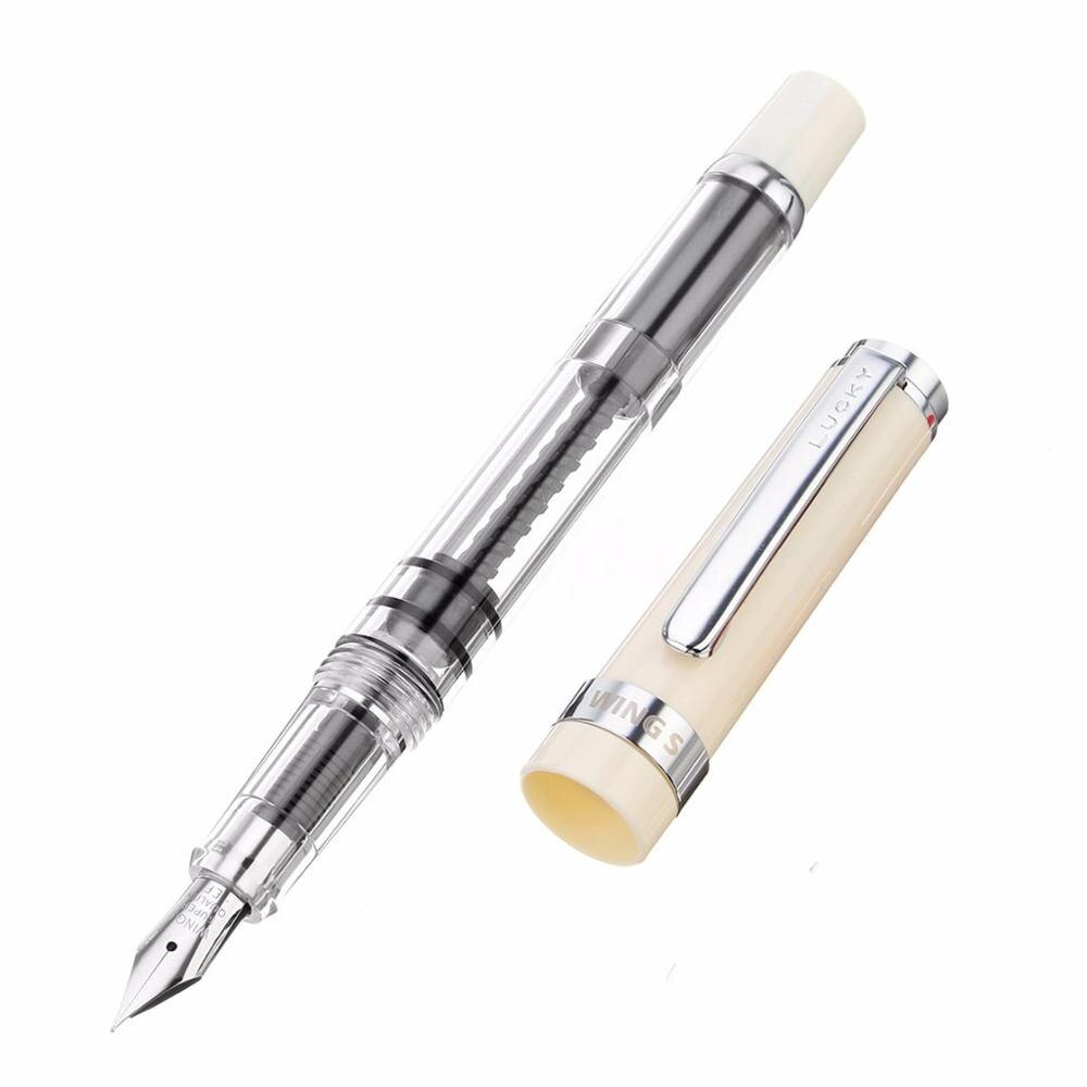 Model Wing Sung 698 Transparent Piston Fountain Pen F/M Nib Business Stationery Office school supplies Writing