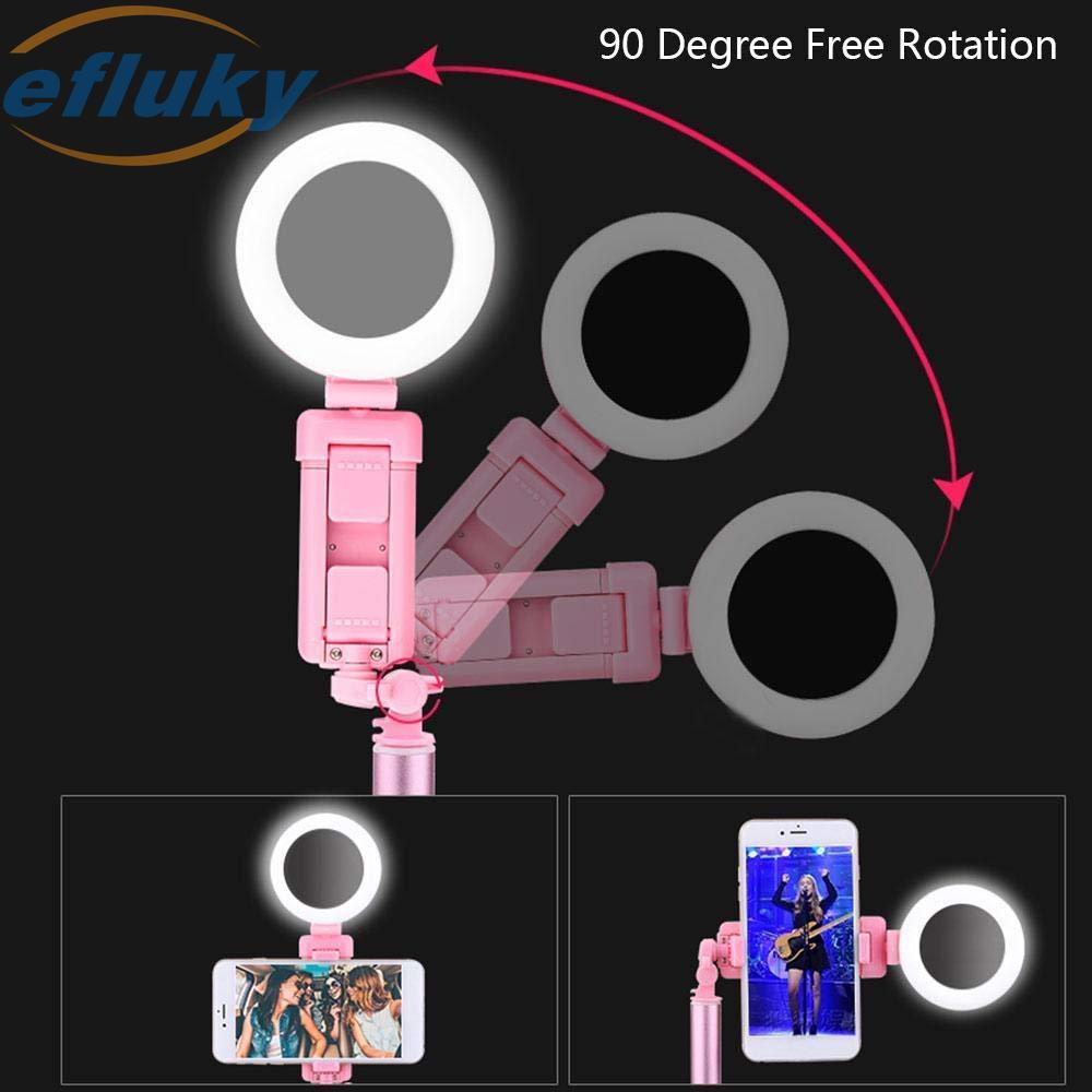 1.7m Extendable live Tripod Selfie Stick Support LED Ring Dual light mirror Stand Ring Light Phone Mount for iPhone 11 X Android