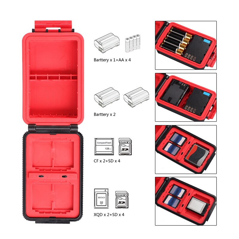 LENSGO D910 Camera Batterij Case Waterdichte SD CF XQD Geheugenkaart Opbergdoos AA batterij Organizer Voor 2 Camera Batterijen houder
