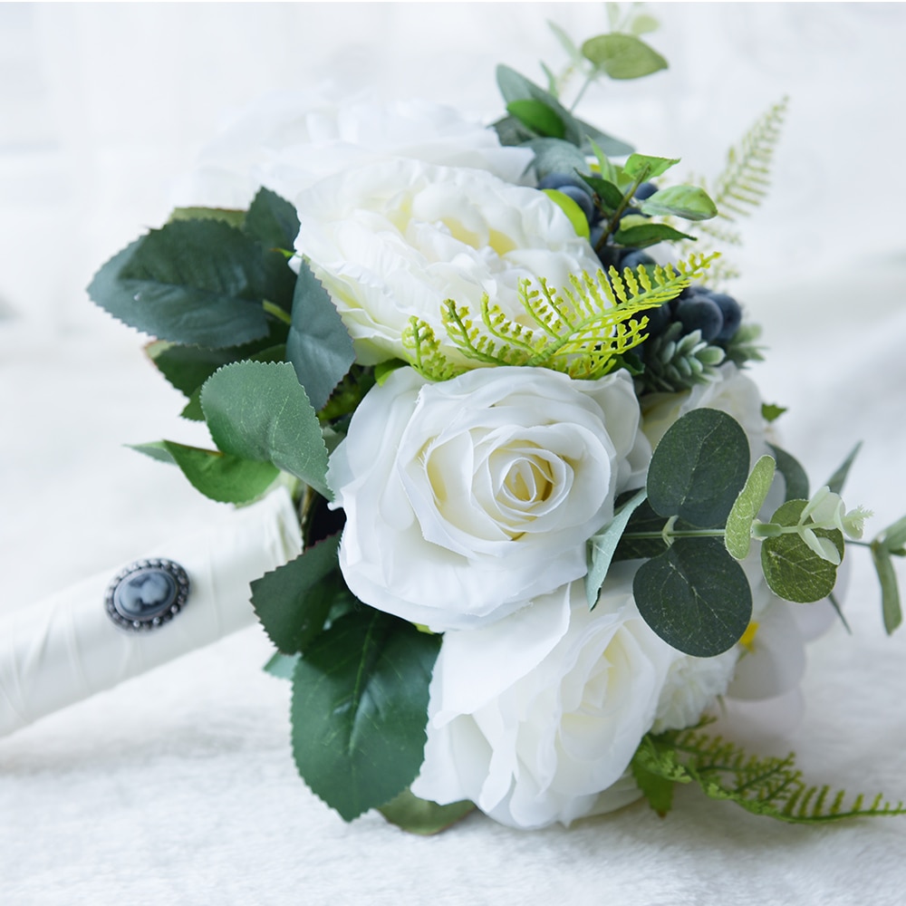 Kyunovia grøn alternativ bryllup midtpunkt kaste buket rose brude blomst med bær bjerg eng bryllup buket  fe48