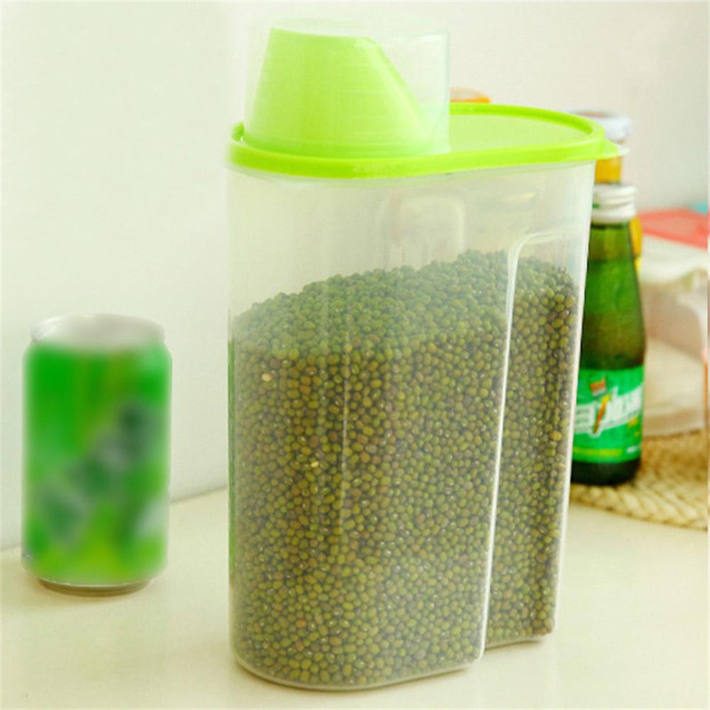 2.5L PP Food Storage Box Clear Plastic Container Set with Lids for Pouring Kitchen Storage Bottles Dry Grain Jars Tank