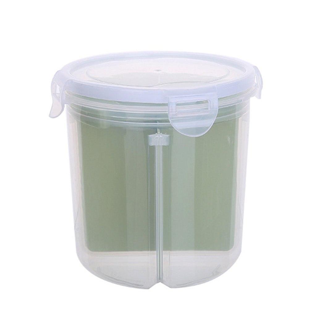 Food Storage Box Cylindrical Rice Beans Storage Jar Seal Cover Kitchen Multigrain Sealed Snacks Dried Fruit Grains Storage Tank: Green / S