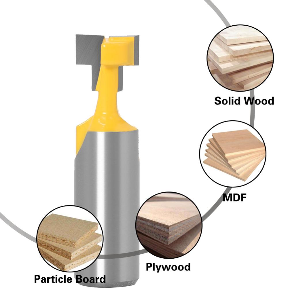 2pc12mm 1/2 Inch Schacht T-Slot Cutter Router Bit Set Key Hole Bits Hex Bolt T Slotting Frees voor Hout Houtbewerking Tool
