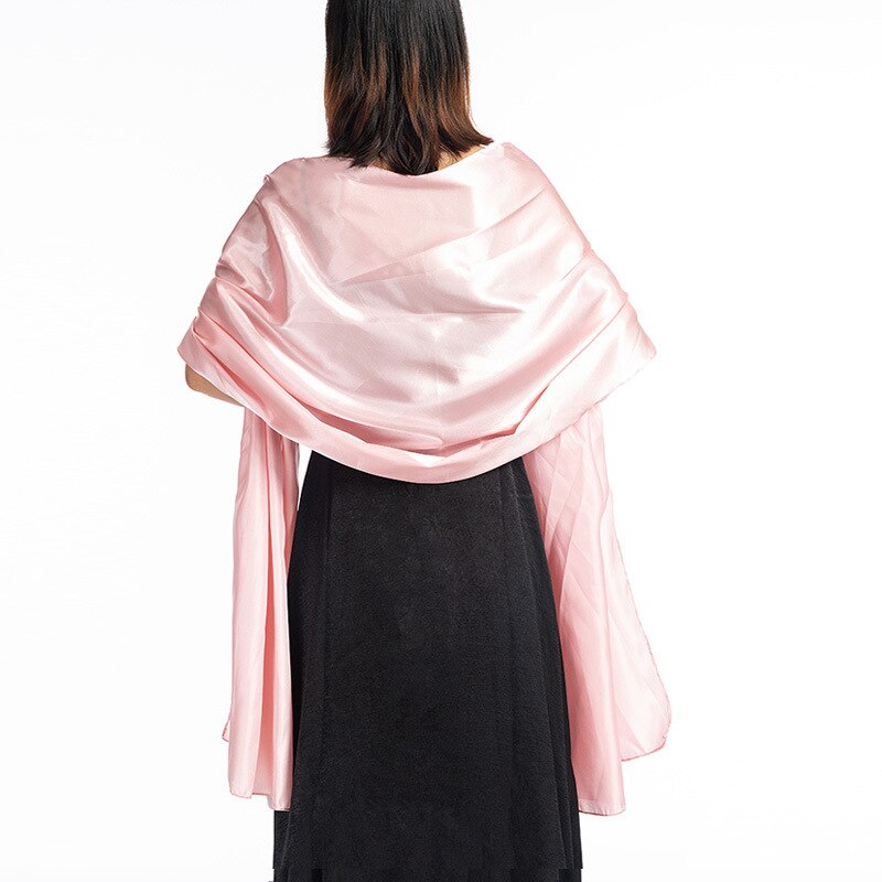 Ensfarvet satin aftenkjoler fest sjal tørklæde til kvinder brudekjole sjal foulard femme brude boleroer trækker på skuldrene vikler: 9