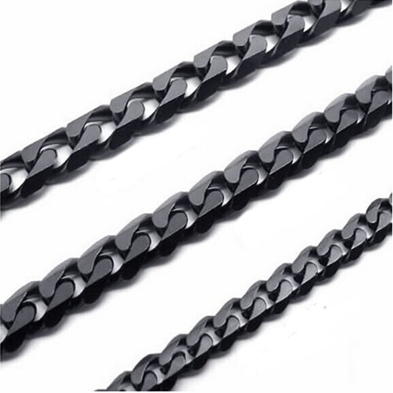 USENSET Cuban Link Chain Black Color Stainless Steel Necklace Tone Punk Charm Jewelry 3MM 5MM 7MM: 5MM60CM