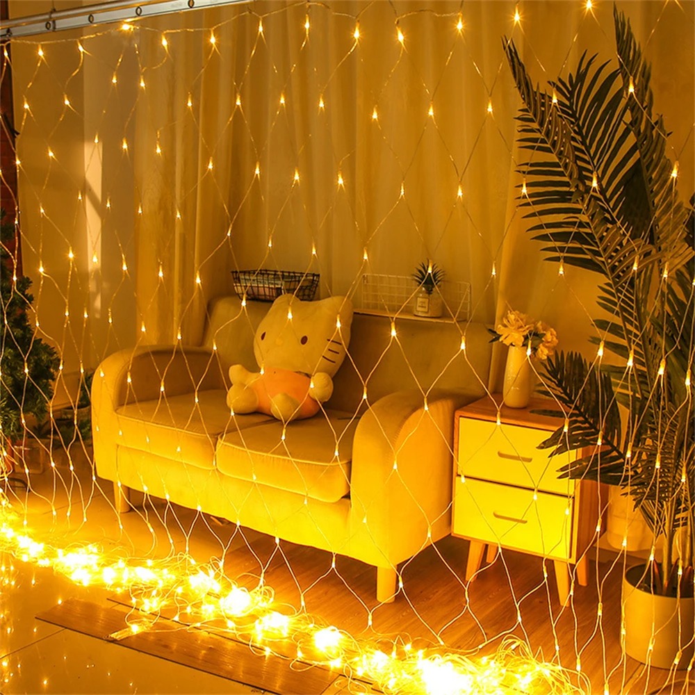 Net maille Led lumières 1.5 M/2 M/3 M LED chaîne noël fée rideau guirlande extérieure étanche pour fête jardin décoration de mariage