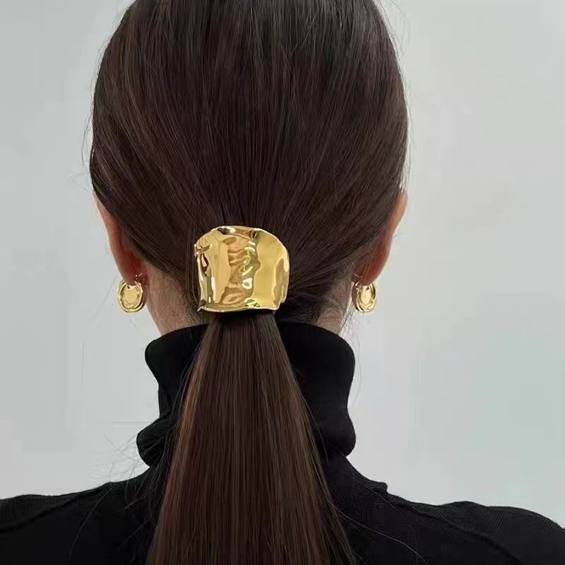 Diademas irregulares de Metal de doble capa para mujer, diadema, horquillas elásticas, diadema, joyería de , accesorios para el cabello,: Color amarillo dorado claro