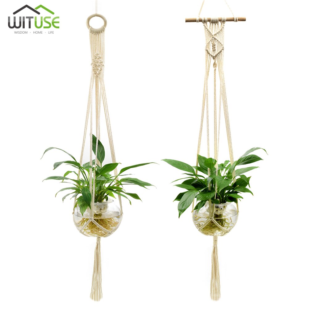 2Pcs Handmade Rope Macrame Plant Hanger Plant Holder Flower /pot Hanging Rope Braided Craft For Wall Decoration Countyard Garden: Combination 2
