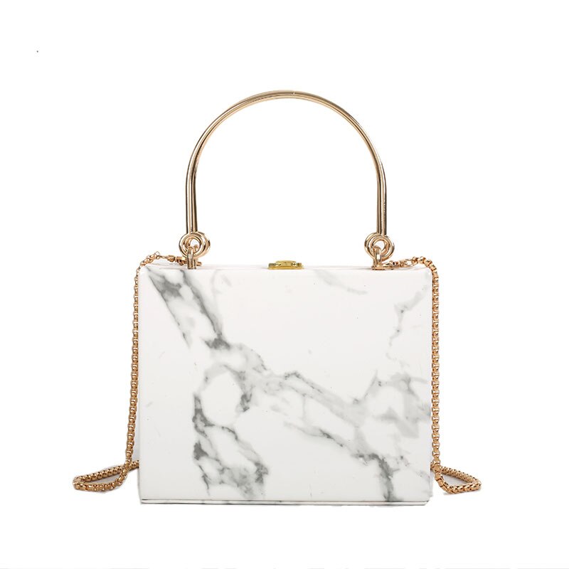 marble box women handbags chains shoulder crossbody bags luxury pu leather lady evening clutch bag female purse