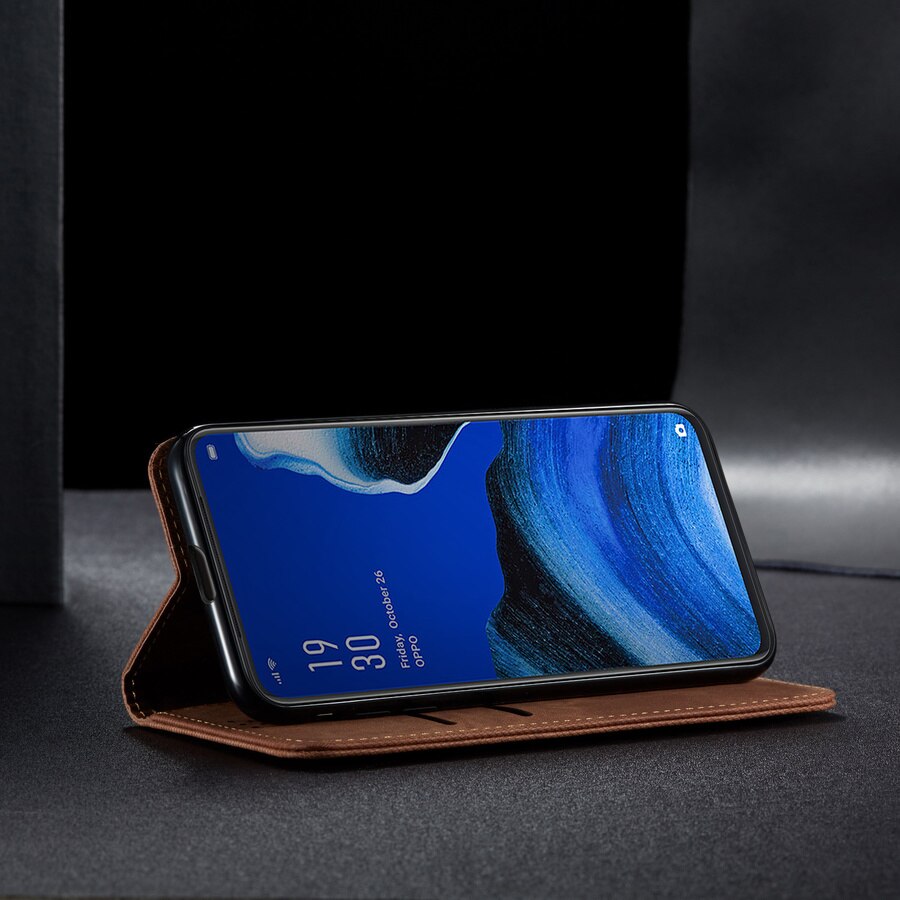 Denim Leather Flip Case for OPPO F11 A9 RENO 2 2F 2Z Coque Magnetic Luxury Card Holder Wallet Book Cover for OPPO Reno2 Reno2z