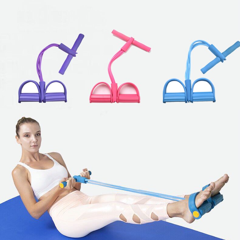Tensor de Pedal portátil para sentadillas, cuatro tubos, cuerda de tensión multifuncional, reducción de grasa