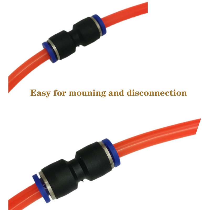 Straight Push Connectors, 4/6/8/10/12 mm Quick Release Plastic Push to Connect Fittings Kit, 60 Pcs Air Line Fittings