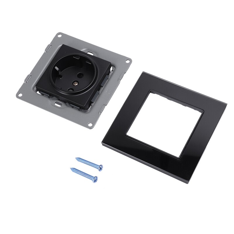 Eu Standard Power Socket,White Crystal Gl Panel,Ac 110~250V 16A Wall Power Socket