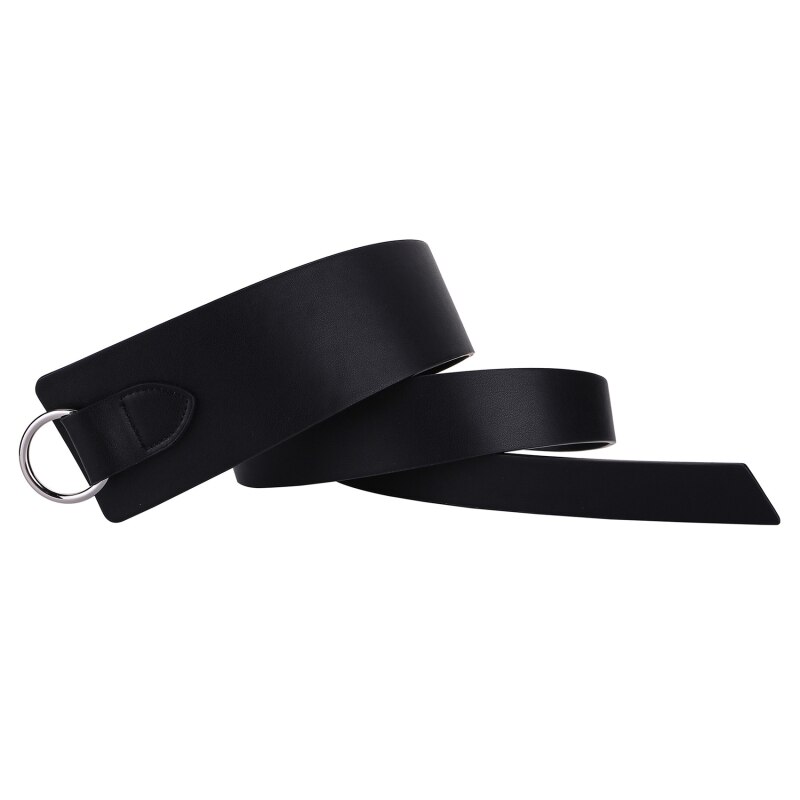 Cinturón de cuero ancho con lazo para mujer, cinturón de corbata para mujer, rojo y negro, cinturones de ocio para vestido de boda para mujer, de: Black