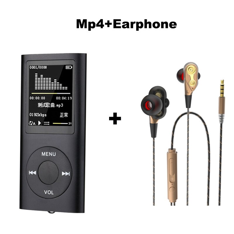 MP4 Player Digital Led Video 1.8" LCD MP4 Music Video Media Player FM Radio Music Home Photo Sport Tool reproductor de musica: black MP4 earphone