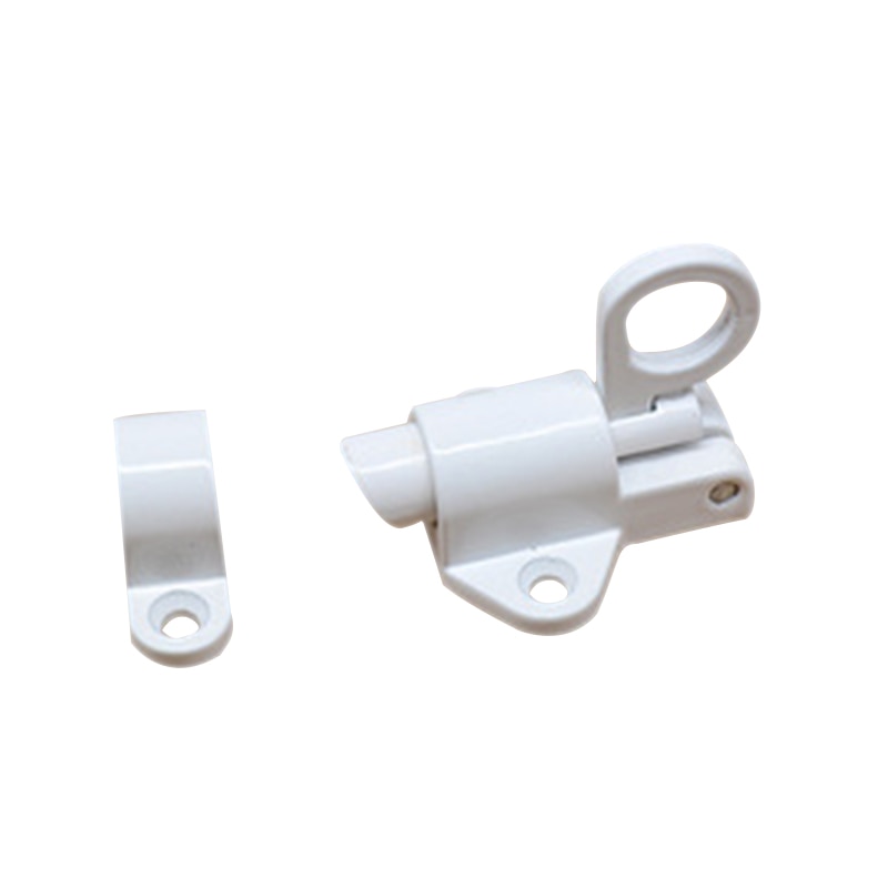 1x Aluminum Alloy Gate Security Pull Ring Spring Bounce Door Bolt Latch Lock Top: White