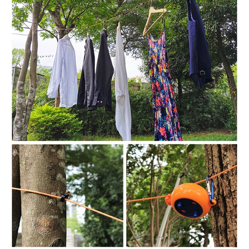 Portable Travel Clothesline Cord Adjustable Windproof Anti-slip Camping Clothes Hanging Line Laundry Drying Rope Trip