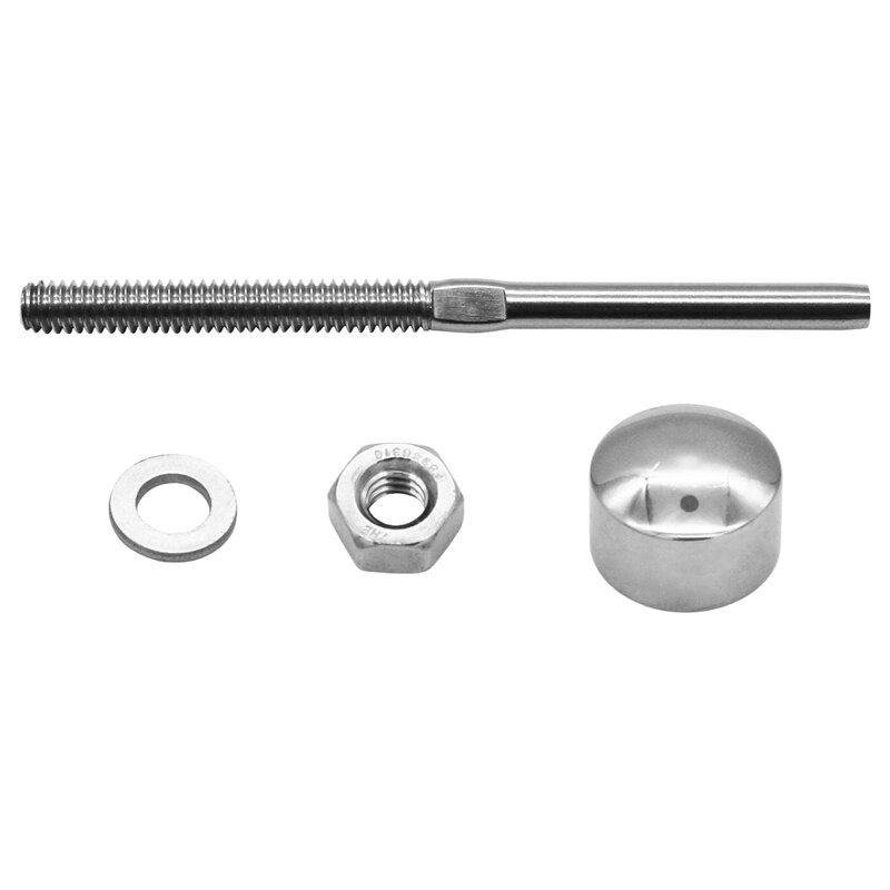 10 Pack Brushed 316 Stainless Steel Dome End Caps Swage Threaded Cable Tensioner for For 1/8 inch Cable Deck Railing Systems