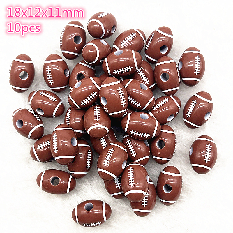 10-20 piezas deporte Rugby tenis baloncesto fútbol voleibol cuentas espaciador cuentas acrílicas para fabricación de joyería DIY pulsera collar