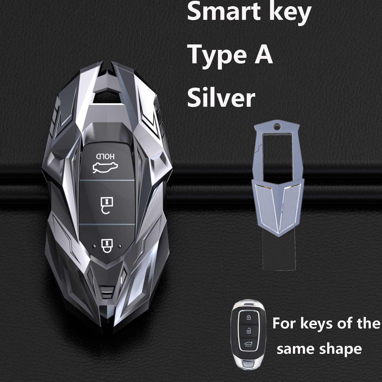 Carcasa para llave de coche carcasa para mando a distancia para Hyundai ix35 iX45 ix20 iX25 i10 i20 i30 i40 HB20 Sonata Verna Solaris Elantra Accent TUCSON: Type A-silver-Metal